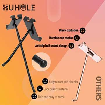 HUHOLE Gridwall Hooks 6 Inch, 32PC Display Hooks for Grid Wall, Hooks for Grid Wall Panel, Black