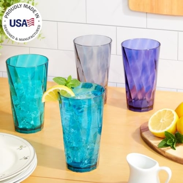 Optix 20oz Plastic Tumblers Set of 8 in Coastal Colors