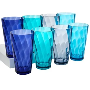 Optix 20oz Plastic Tumblers Set of 8 in Coastal Colors