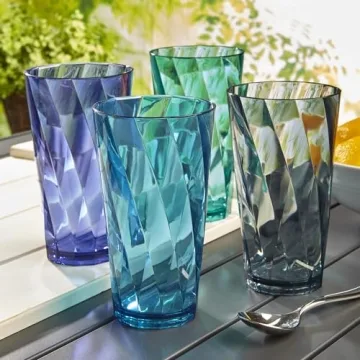 Optix 20oz Plastic Tumblers Set of 8 in Coastal Colors