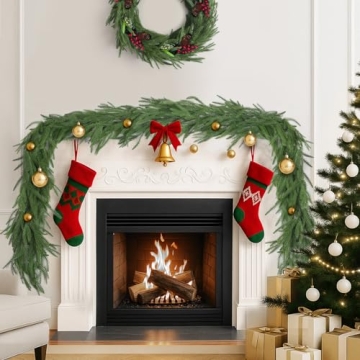 12FT Norfolk Pine Christmas Garlands | Durable Holiday Décor, Indoor & Outdoor Use