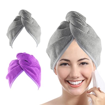 YoulerTex Ultra Plush Microfiber Hair Towel Wraps - 2 Pack for All Hair Types