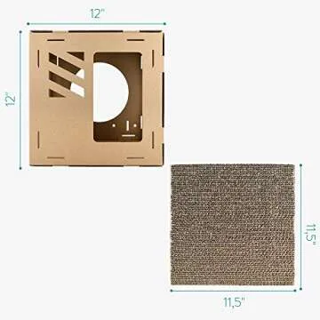 Navaris Modular Cardboard Cat House - DIY Corrugated Cardboard Configurable Play Tower Condo for Small Cats, Kittens, Rabbits - 4 Cubes with 2 Bridges