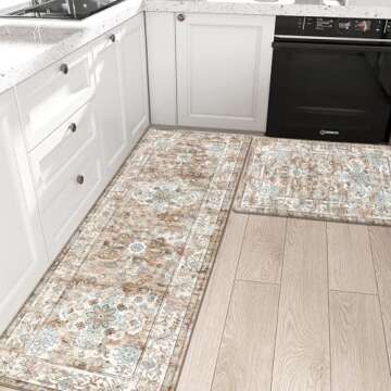 Pauwer Anti Fatigue Kitchen Mat Set - 2 Non Slip Mats, Cushioned Kitchen Rugs, Comfort Standing Mat,...