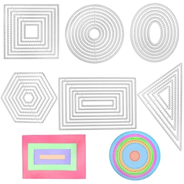 6 Pcs Cutting Dies Stencil Metal Set, SENHAI Different Shapes Dies Cuts Polygon Embossing Tools for ...