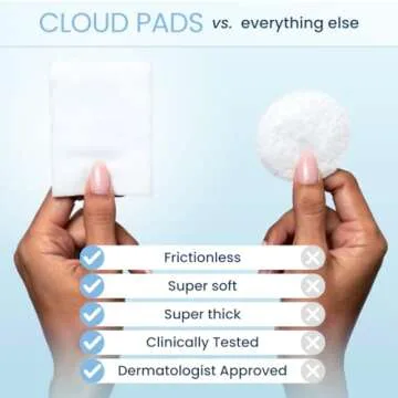 Clean Skin Club Cloud Pads, Ultra-Soft & Thick Face Pads, 60 Count, 100% Organic Cotton Dermatologist-Approved Makeup Remover and Toner Applicator Pads, Sensitive-Skin Safe