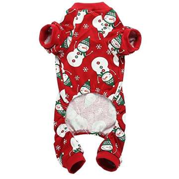 Lanyarco Snowman Christmas Cat Pajamas Onesie for XSmall Dogs Cats Kitten, Cotton Snowflake Pet Dog ...