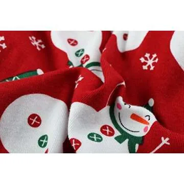 Lanyarco Snowman Christmas Cat Pajamas Onesie for XSmall Dogs Cats Kitten, Cotton Snowflake Pet Dog Christma Pajama PJS Red, Back 9" XSmall