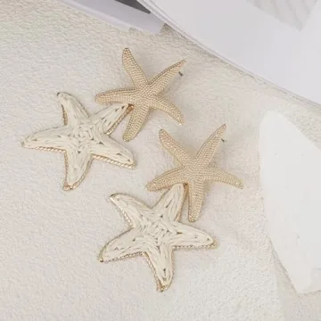 Unique Handmade Raffia Starfish Earrings for Summer