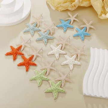 Unique Handmade Raffia Starfish Earrings for Summer
