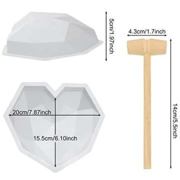 Patelai Silicone Heart Mold 7.8 Inch Chocolate Heart Shape Cake Mousse Dessert Baking Pan Silicone L...