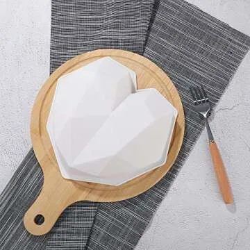 Patelai Silicone Heart Mold 7.8 Inch Chocolate Heart Shape Cake Mousse Dessert Baking Pan Silicone Love Fondant Mold with 8 Pcs Mini Wooden Hammers(White)