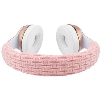 Geekria NOVA Knit Fabric Headband Cover Compatible with Beats, Bose, AKG, Sennheiser, Sony, Audio-Technica Headphones, Sweat Cover, Easy DIY Installation (Pink)