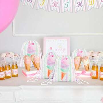 WERNNSAI Ice Cream Favor Bags - 12 Pack for Kids