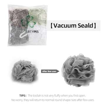 BTYMS Bath Sponge Shower Loofahs 60g Mesh Pouf Bath Scrunchies Body Wash Puff Shower Puff - Pack of 4