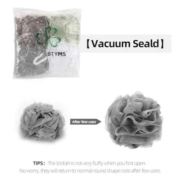 BTYMS Bath Sponge Shower Loofahs 60g Mesh Pouf Bath Scrunchies Body Wash Puff Shower Puff - Pack of 4