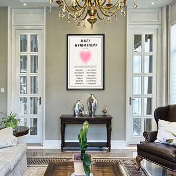 Daily Affirmations Aura Motivational Modern Canvas Wall Art，danish Trendy Pastel Minimalist Heart ...