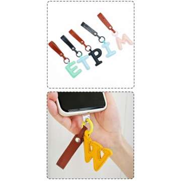 HOHOPEACH Purse Charms for Handbags Y2k Accessories Cute Keychain Preppy Stuff Designer Vegan Leather (Leather Letter - K,Independent packaging)