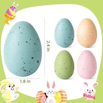 OLIKER 24 Pcs Easter Speckled Eggs, 2.4in 4 Colors Plastic Speckled Eggs and Vase Filler Faux Chicke...