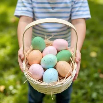 OLIKER 24 Pcs Easter Speckled Eggs, 2.4in 4 Colors Plastic Speckled Eggs and Vase Filler Faux Chicken Eggs for Easter Decorations Basket Filler Vase Decorating