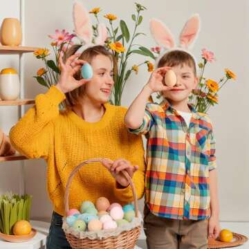 OLIKER 24 Pcs Easter Speckled Eggs, 2.4in 4 Colors Plastic Speckled Eggs and Vase Filler Faux Chicken Eggs for Easter Decorations Basket Filler Vase Decorating