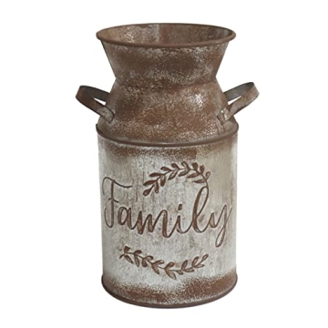HIDERLYS Rustic 7.5" Decorative Vase - Metal Milk Can for Home