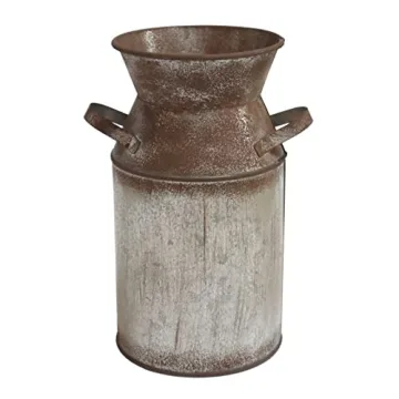 Rustic 7.5" Milk Can Decorative Vase for Home