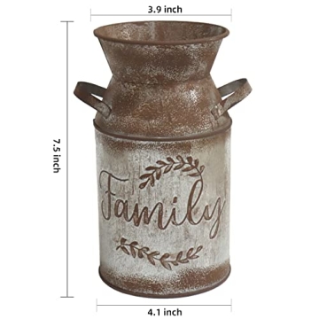 Rustic 7.5" Milk Can Decorative Vase for Home