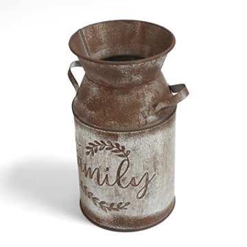 Rustic 7.5" Milk Can Decorative Vase for Home
