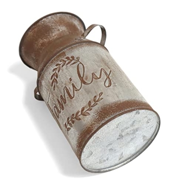 Rustic 7.5" Milk Can Decorative Vase for Home