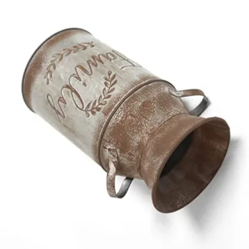 Rustic 7.5" Milk Can Decorative Vase for Home