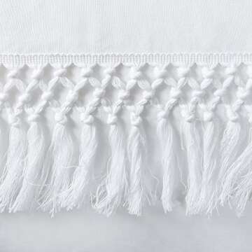 YINFUNG White Tassel Duvet Cover Set Fringe Cotton Boho King Textured Macrame Crochet 104x90 Fringe Elegant Crisp Quilt Cover 3PC Bedding Set Country Pretty Cottage Trim Woven Zipper