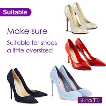 SMATIS Heel Cushion Inserts for High Heels Too Big, 5 Pairs Comfortable Shoe Heel Pads Heel Grips Liners for Women Shoes Heel Protectors No Heel Pain