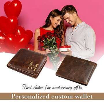 Glooraca Custom Engraved Wallet for Men Personalized Leather Wallet Personalized Birthday Christmas Father's Day Gifts for Men Husband Friends (Color 3)