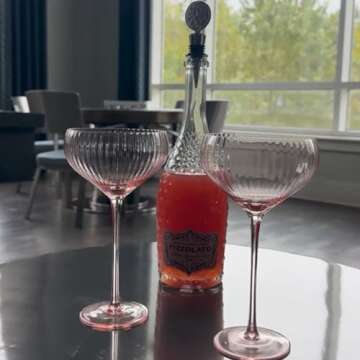 Sisterly Drinkware Vintage Pink Coupe Glasses, Cocktail Glasses Set of 2, 12 Ounces, For Martinis, Cocktails and Mocktails