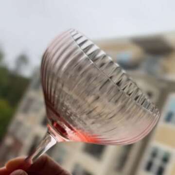 Sisterly Drinkware Vintage Pink Coupe Glasses, Cocktail Glasses Set of 2, 12 Ounces, For Martinis, Cocktails and Mocktails