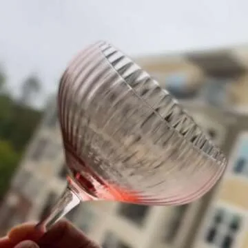 Sisterly Drinkware Vintage Pink Coupe Glasses, Cocktail Glasses Set of 2, 12 Ounces, For Martinis, Cocktails and Mocktails