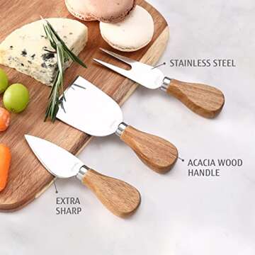 Hecef Upgrade Bigger Cheese Board Set - 4 Pcs Knives Included