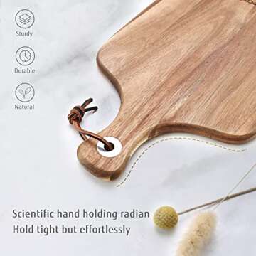 Hecef Bigger Acacia Wood Cheese Board Set with Knives