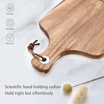 Hecef Bigger Acacia Wood Cheese Board Set with Knives