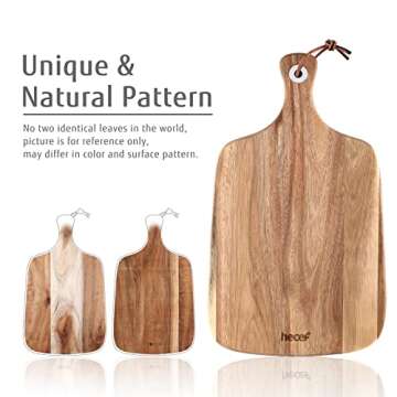 Hecef Bigger Acacia Wood Cheese Board Set with Knives