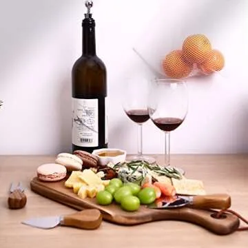 Hecef Bigger Acacia Wood Cheese Board Set with Knives