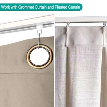 ChadMade Ceiling/Wall Mount Curtain Track Rod Set with Hooks, 6ft - 9ft Adjustable Length Window Rod Track Curtain Rail System For Living Room Bedroom, Work with Grommet and Pinch Pleated Curtain