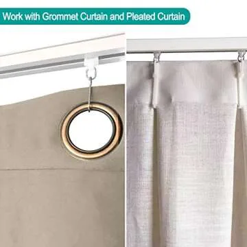 ChadMade Ceiling/Wall Mount Curtain Track Rod Set with Hooks, 6ft - 9ft Adjustable Length Window Rod Track Curtain Rail System For Living Room Bedroom, Work with Grommet and Pinch Pleated Curtain