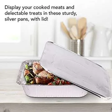 Stock Your Home 9x13 Pans with Lids (10 Pack) - Aluminum Foil Pans with Lids - Disposable Foil Tray - Half Size Steam Table Deep Pans - Tin Foil Pans for Cooking, Food Storage, BBQ, Grilling, Catering