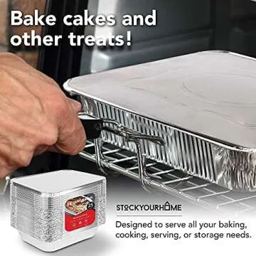 Stock Your Home 9x13 Pans with Lids (10 Pack) - Aluminum Foil Pans with Lids - Disposable Foil Tray - Half Size Steam Table Deep Pans - Tin Foil Pans for Cooking, Food Storage, BBQ, Grilling, Catering