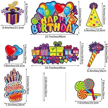 URATOT 8 Pack Happy Birthday Yard Signs Lawn sign Balloons Yard Sign Colorful Balloon Happy Birthday Lawn Decorations Lawn sign Party Decorations