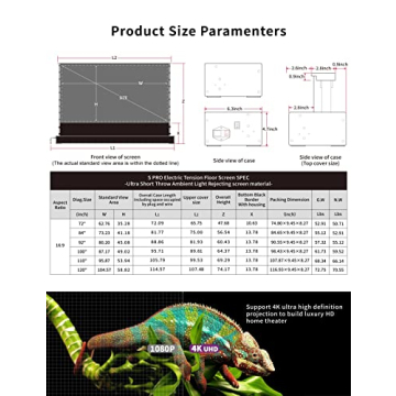 Vivid Storm Since 2004-120 Inch S PRO Motorized Floor-Rising Screen - Crystal-Clear Image Quality with Perfect Flatness | 4K/8K Ultra HD Easy-to-Install Design,VSDSTUST120H