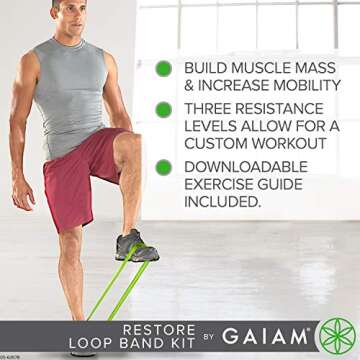 Gaiam Mini Band Kit for Lower Body Workouts - 3 Levels