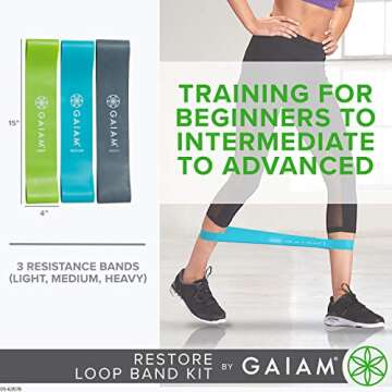 Gaiam Mini Band Kit for Lower Body Workouts - 3 Levels